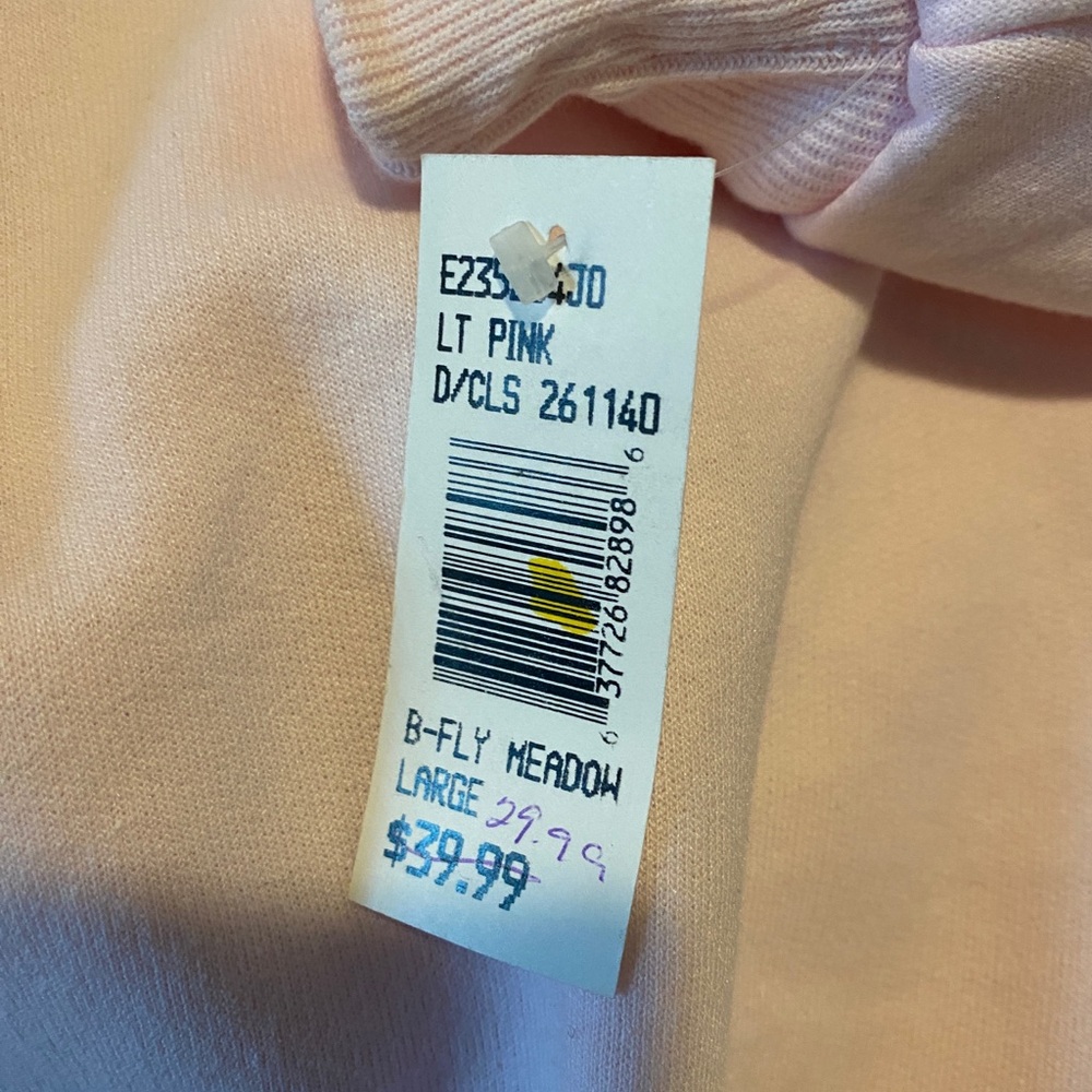 NWT Vintage 90s Morning Sun Top Stitch Butterfly Meadow Sweatshirt Pink Sz Large - Picture 5 of 7